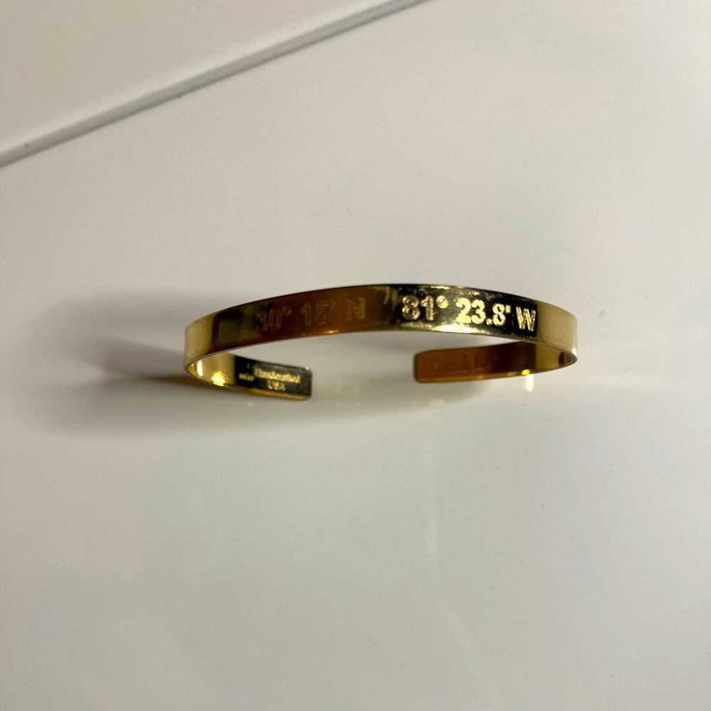 Latitude & longitude cuff bracelet in gold